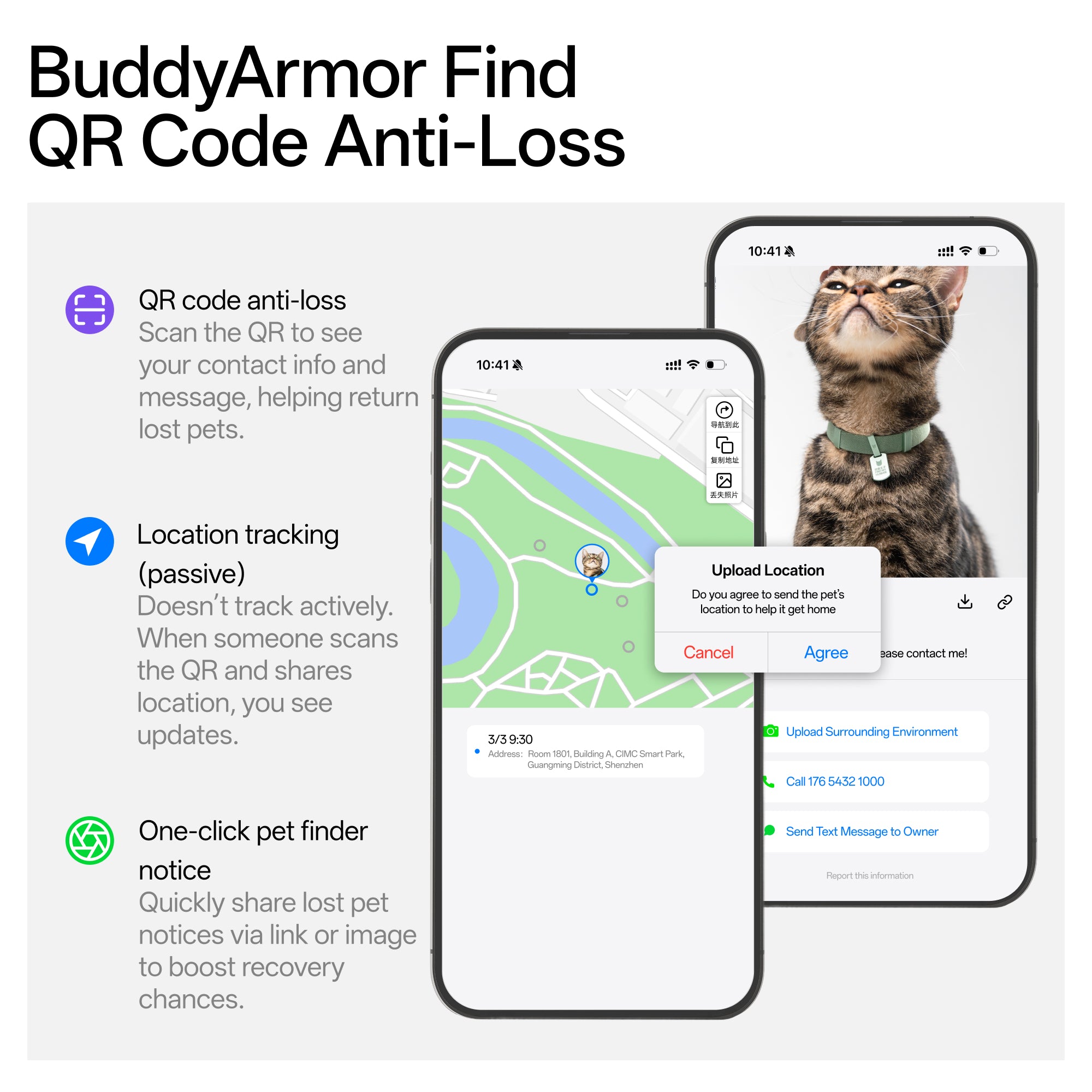 Anti-Lost QR Tag (Metal) Cat Collar KIT